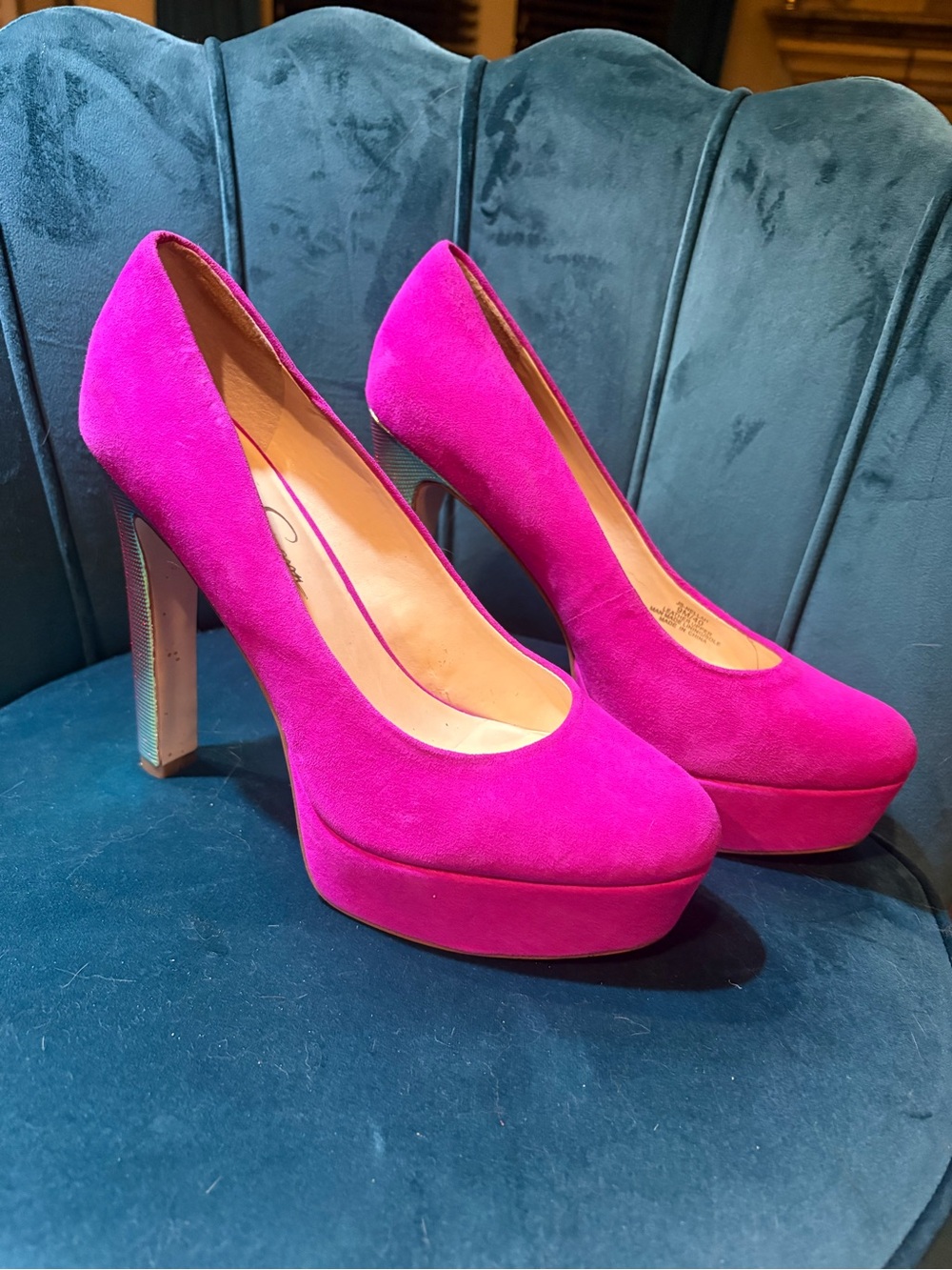 Jessica Simpson Hot Pink Suede Platform Pumps